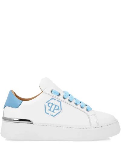 Philipp Plein Leather Platform Sneakers In White