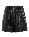 Philipp Plein Crystal-embellished Leather Shorts In Black