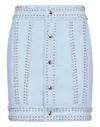 Philipp Plein Leather Skirt Short Crystal In Blue