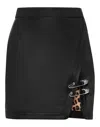Philipp Plein Leather Skirt Short Pins In Black