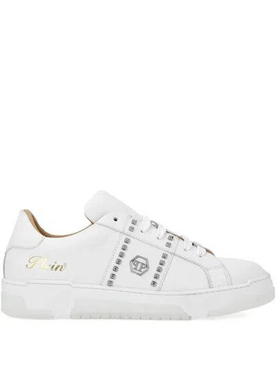 Philipp Plein Leather Sneakers In White