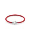 Philipp Plein Leather Stainless Steel Bracelet Plein Tag In Red