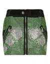 Philipp Plein Leather Strass Skirt Mini Crystal