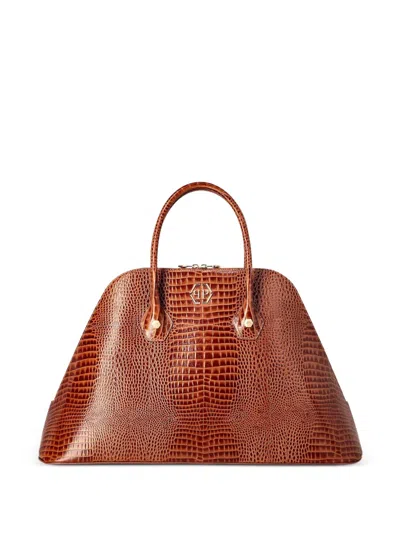 Philipp Plein Leather Top-handle Handbag In Brown