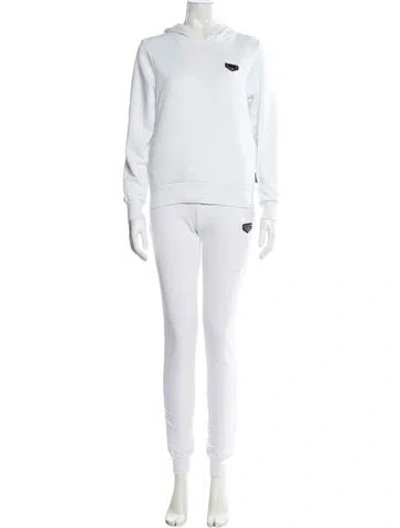 Pre-owned Philipp Plein Leather Trim Embellishment Pant Set In Gray