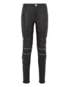 Philipp Plein Leather Trousers Long In Black