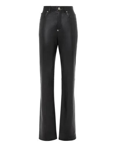 Philipp Plein Leather Trousers Long In Black