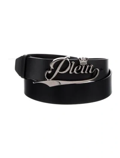 Pre-owned Philipp Plein Leather Waist Belt In Black