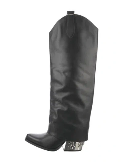 Pre-owned Philipp Plein Leather Western Boots In Black