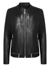 Philipp Plein Leather Zip-front Jacket In Black