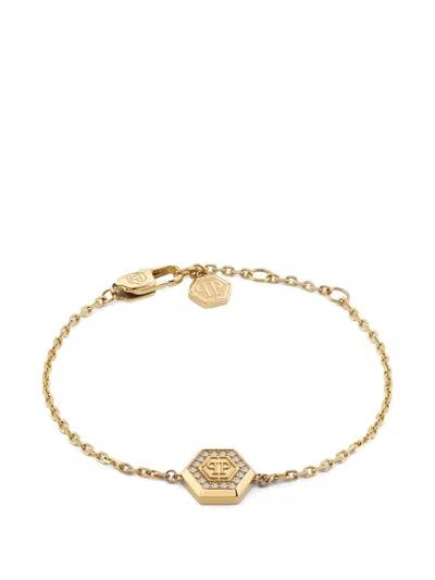 Philipp Plein Legacy Hexagon-logo Bracelet In Gold