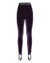 Philipp Plein Logo-underband Velvet Leggings In Purple