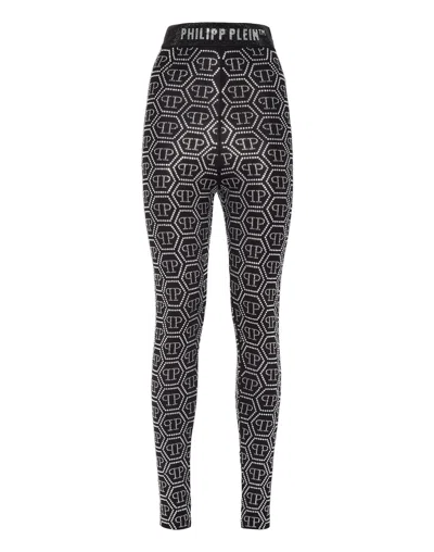 PHILIPP PLEIN LEGGINGS MONOGRAM STRASS