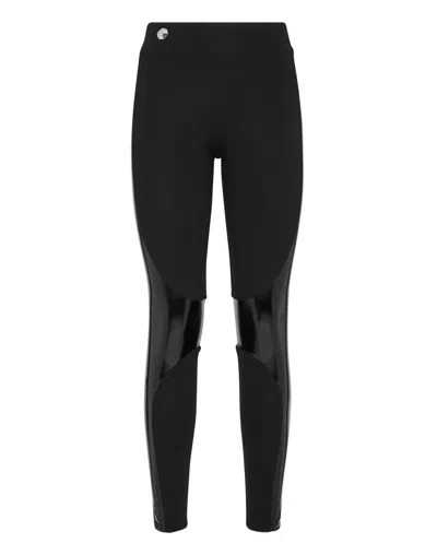 PHILIPP PLEIN LEGGINGS WITH LATEX INSERTS