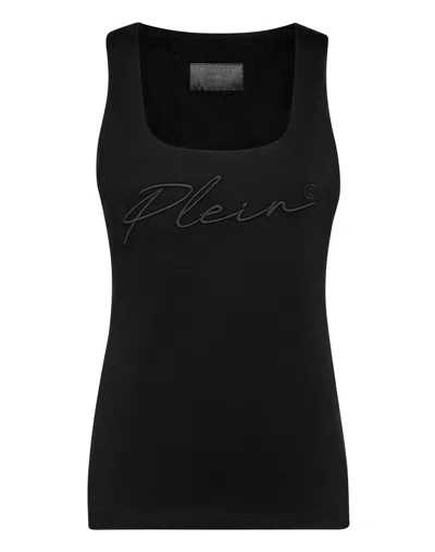 PHILIPP PLEIN LEISUREWEAR TANK TOP EMBROIDERY SIGNATURE