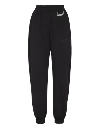 Philipp Plein Leisurewear Trousers Embroidery Signature In Black