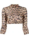 Philipp Plein Leopard-print Cropped Top In Brown