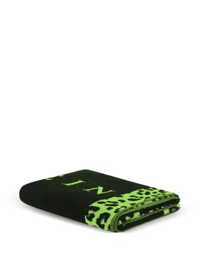 Philipp Plein Leopard-print Beach Towel In Green