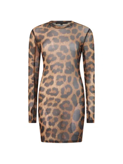 Philipp Plein Leopard-print Midi Dress In Brown