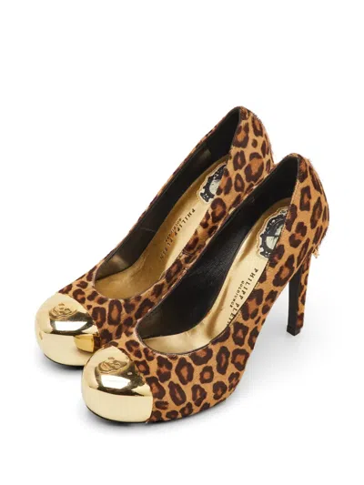 Pre-owned Philipp Plein Leopard-print Platform Pumps In Neutral