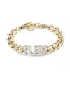 Philipp Plein Gold-tone Ip Stainless Steel Pave Plein Lettering Cuban Link Bracelet In Silver