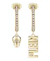 Philipp Plein Skull Charm Earrings With Preciosa Crystals In Gold