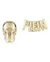 Philipp Plein Skull And Logo Stud Earrings In Gold