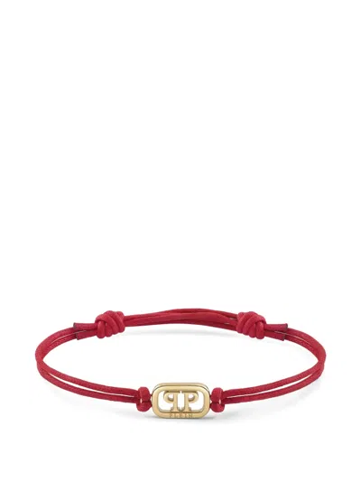 Philipp Plein Lettering Friendship Knot-details Bracelet In Red