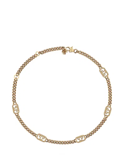 Philipp Plein Lettering Logo-chain Necklace In Gold