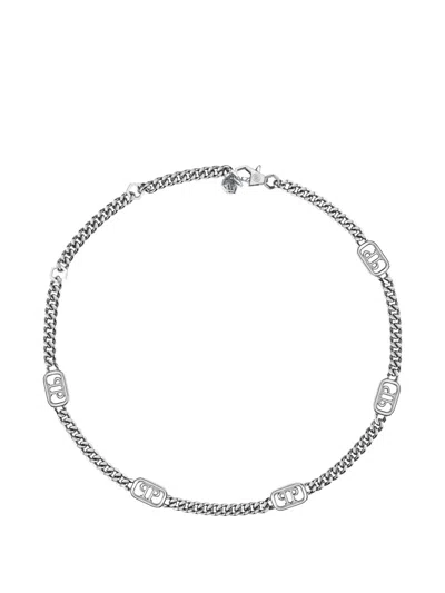 Philipp Plein Lettering Logo-chain Necklace In Gray