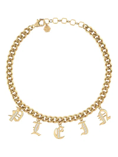 Philipp Plein Lettering Necklace In Gold