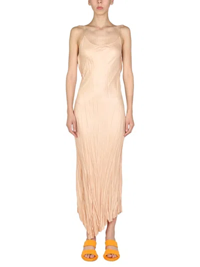 Philipp Plein Light Brown Scoop Neck Maxi Dress In Pink