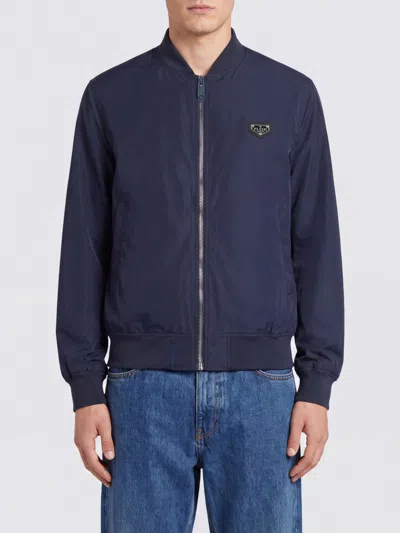 Philipp Plein Lightweight Nylon Bomber Jacket With Iconic Collar And Logo In Blue