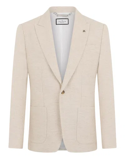 Philipp Plein Linen Blazer Gigolo Fit In Animal Print