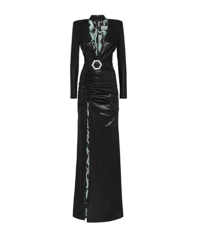 Philipp Plein Lining Flame Dress In Black