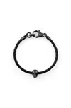 Philipp Plein Linked Leather Bracelet Man Bracelet Black Size Onesize Calfskin In Black