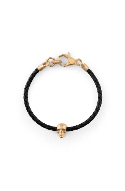 Philipp Plein Linked Leather Bracelet Man Bracelet Gold Size Onesize Calfskin