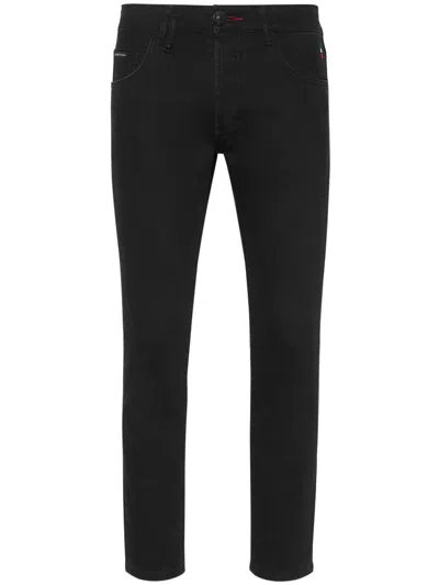 Philipp Plein Lion Circus Low-rise Skinny Jeans In Black