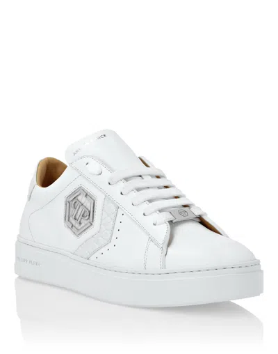 Philipp Plein Lo-top Crocco Printed Arrow Force Sneakers In White