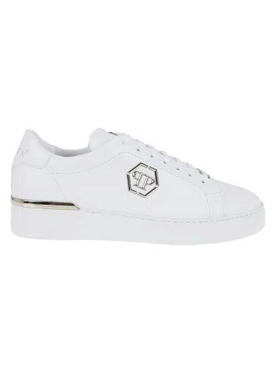PHILIPP PLEIN LO-TOP HEXAGON LEATHER SNEAKERS