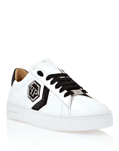 PHILIPP PLEIN LO-TOP LEATHER ARROW FORCE STRASS SNEAKERS