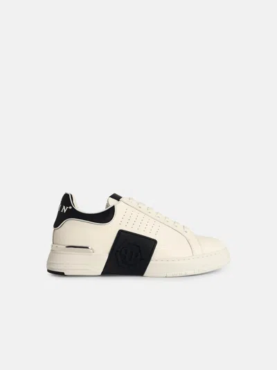 Philipp Plein 'lo-top Phantom' White Leather Sneakers