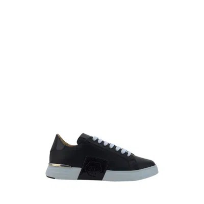 Philipp Plein Low Top Leather Sneakers In Black