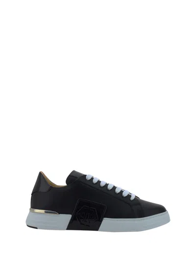 Philipp Plein Low Top Leather Sneakers In Black