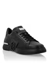 Philipp Plein Lo-top Calfskin Sneakers With Perforated Detailing And Embossed Logo In Multi