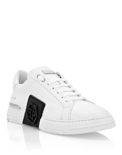 Philipp Plein Lo-top Sneakers Phantom Kick$ Leather Hexagon In White