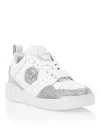 Philipp Plein Crystal-embellished Leather Sneakers In Multi
