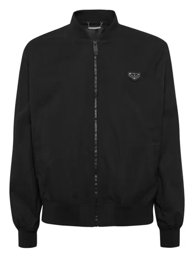Philipp Plein Logo-appliqué Bomber Jacket In Black