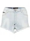 Philipp Plein Denim Shorts In Blue