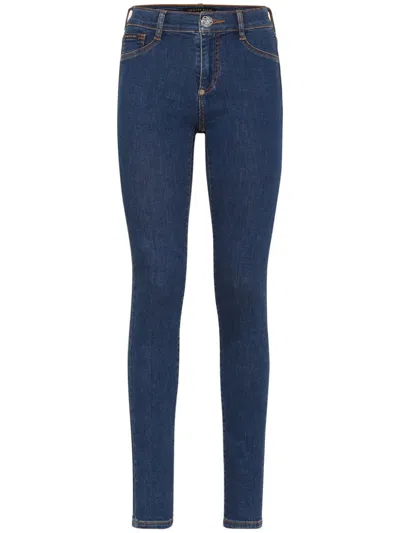 Philipp Plein Logo-appliqué Mid-rise Skinny Jeans In Blue